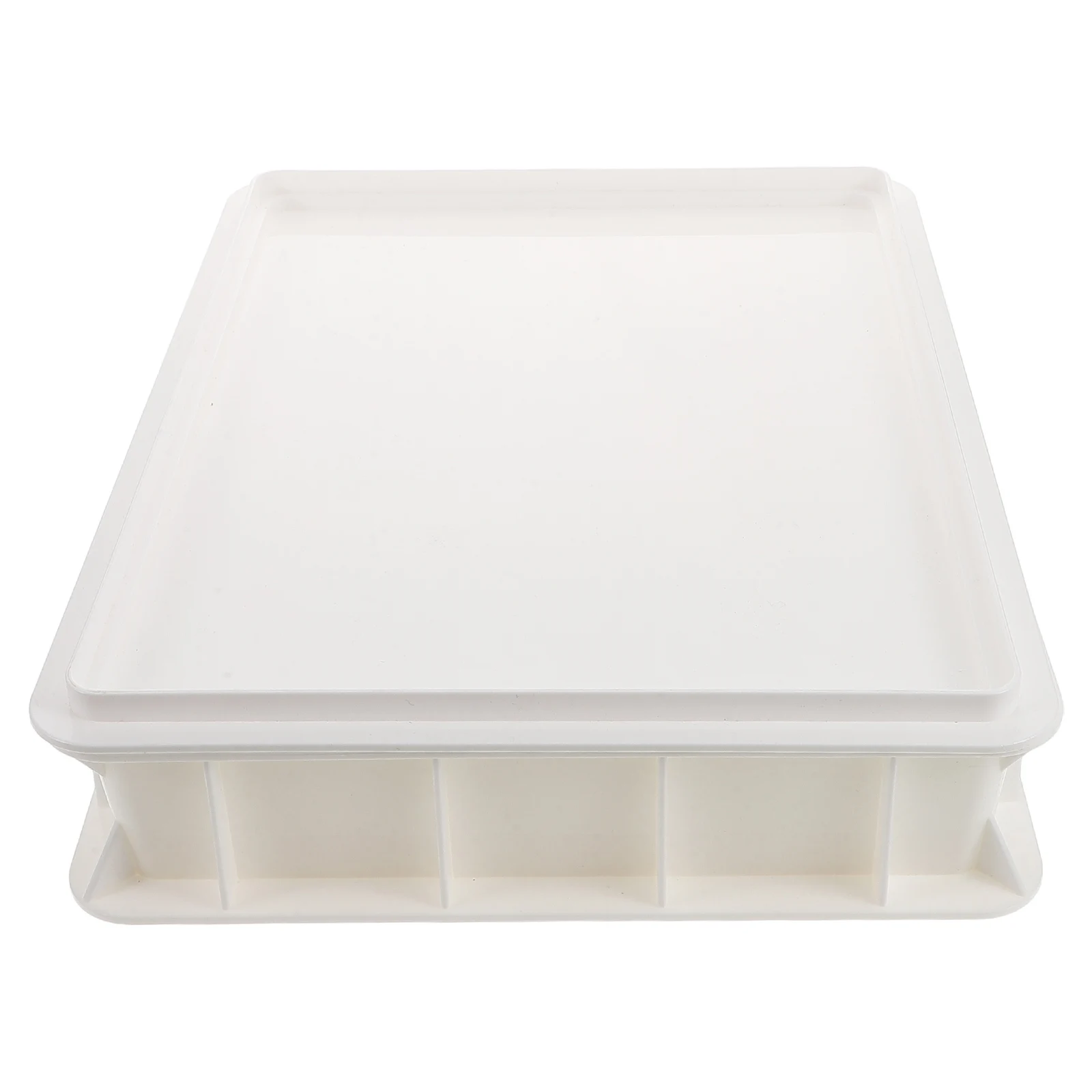 

Dough Protection Box Pizza Proofing Container with Lid White Plastic Tray Stackable