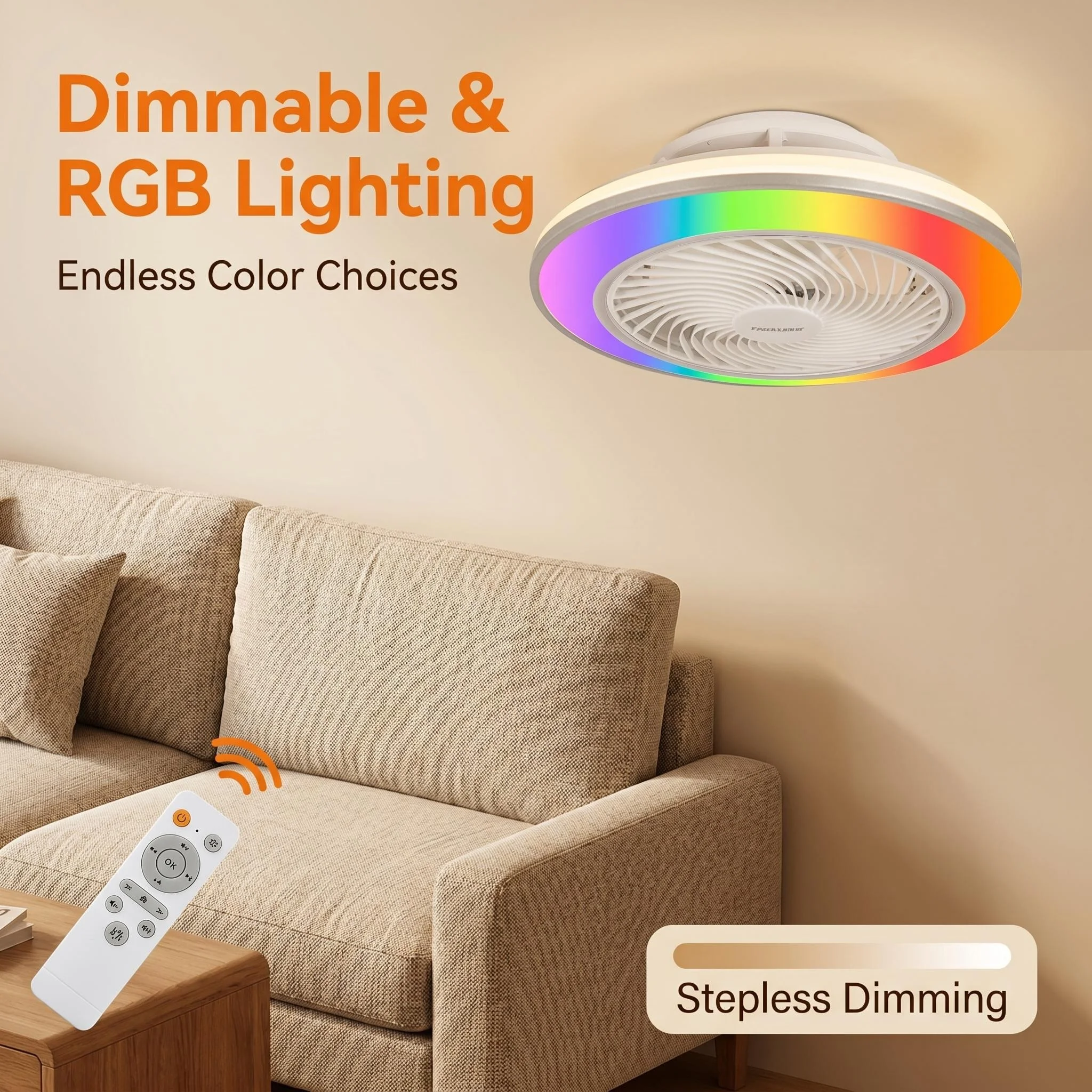 Picture 5: Stepless Dimming 6Speed Ceiling Fan Light –AC 220V Smart Remote Control with Scheduled Timer for Bedroom & Study Electric Fan