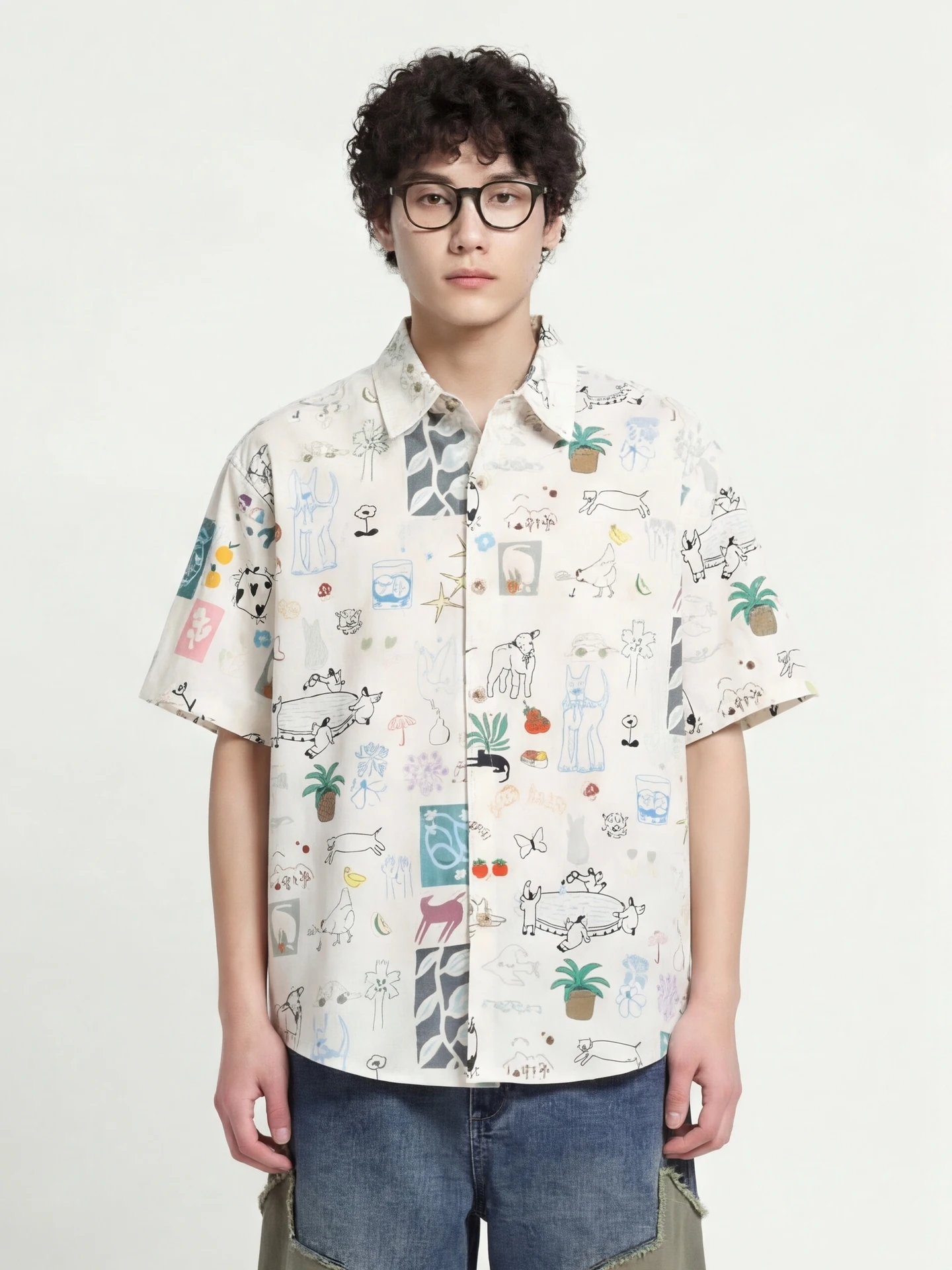 

Casual Loose ort Sve Cartoon Print irt for Men And Women Breathable Polyester Fiber Summer irt from Harmonious ...