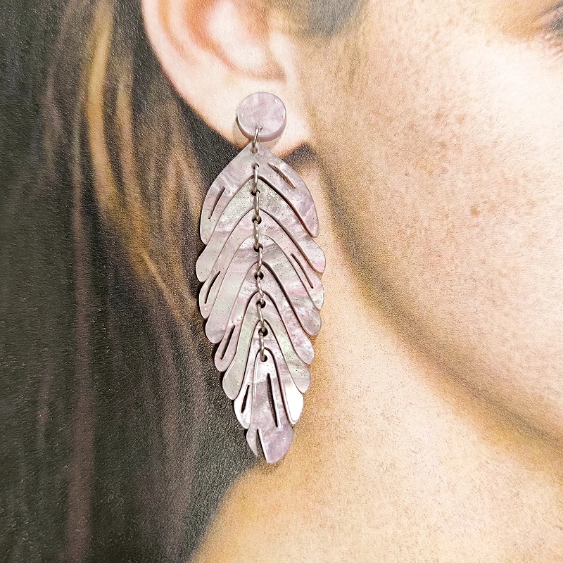 KUGUYS Acryl Bohemia Blatt-Ohrhänger für Damen, lange Blätter, Pflanzen-Serie, Schmuck, modische Strand-Accessoires, Fabrikverkauf – Detail 21