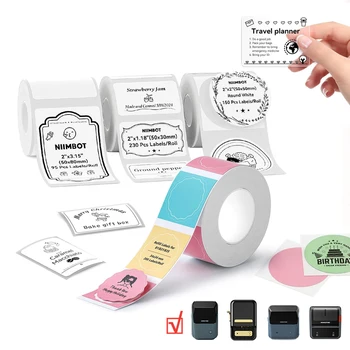 Niimbot Labels Sticker White/Color/Transparent Thermal Adhesive Paper Roll Printer Paper…