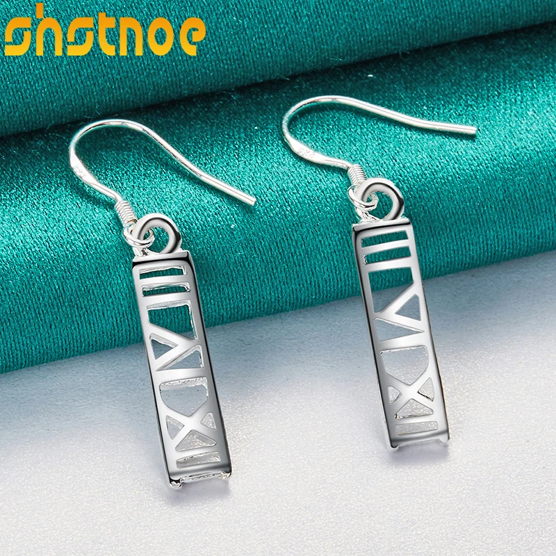 925 Sterling Silver Roman Numerals Drop Earrings For Women Party Engagement Wedding Valentines Gift Fashion Jewelry