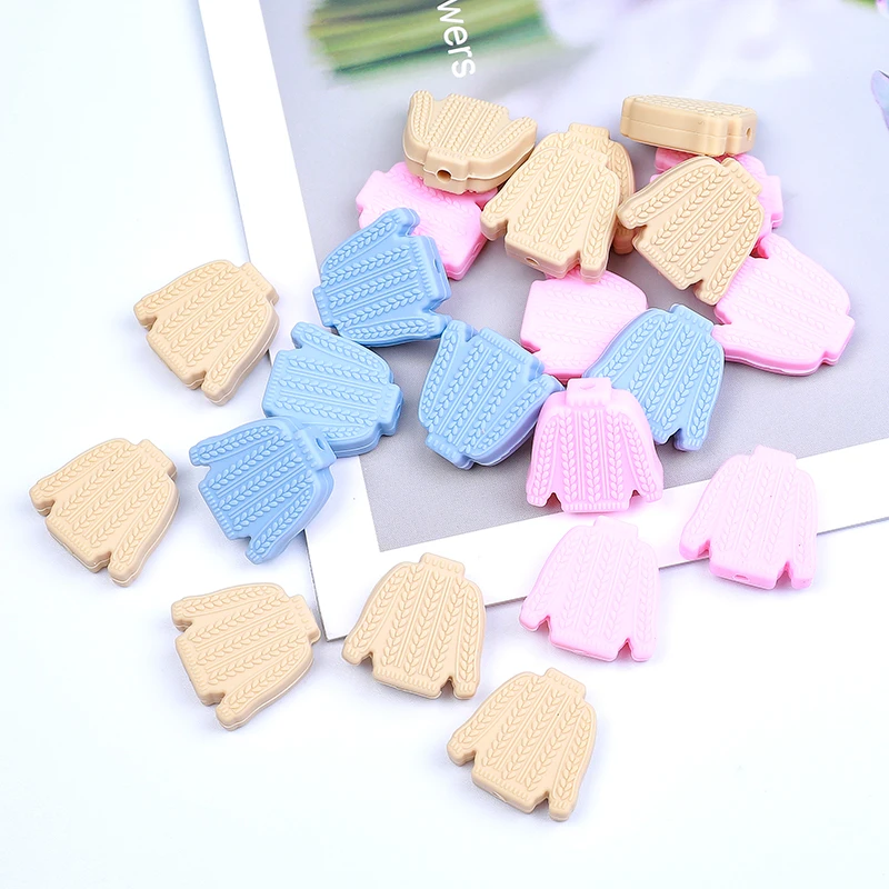 5pcs Cartoon Sweater Silicone Beads Animal Cartoon Baby Teether Toys Chew Beads Food Grade DIY Pacifiers Chain Accessories