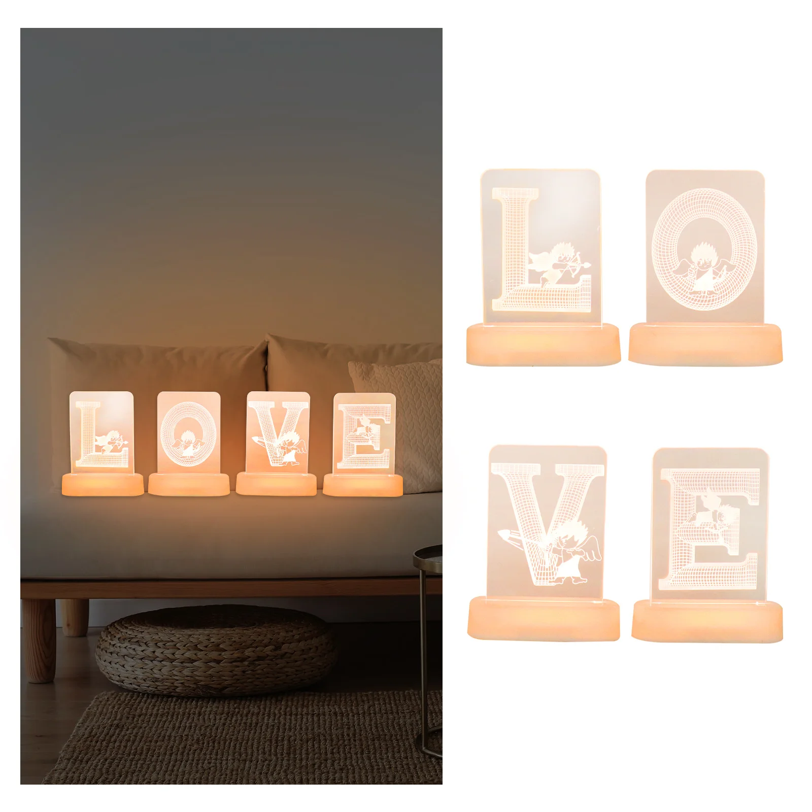 

1Set 3D LED Letter Lamp Romantic Love Alphabet Light Valentine's Day Wedding Party Night Light Proposal Photo Prop Decorative