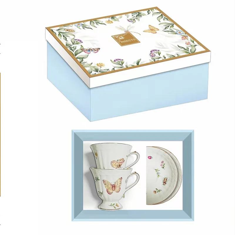 Gift Box Bee Goblet Strawberry Cup Matching Box Set Couple Gift Cup Plate Pot Set