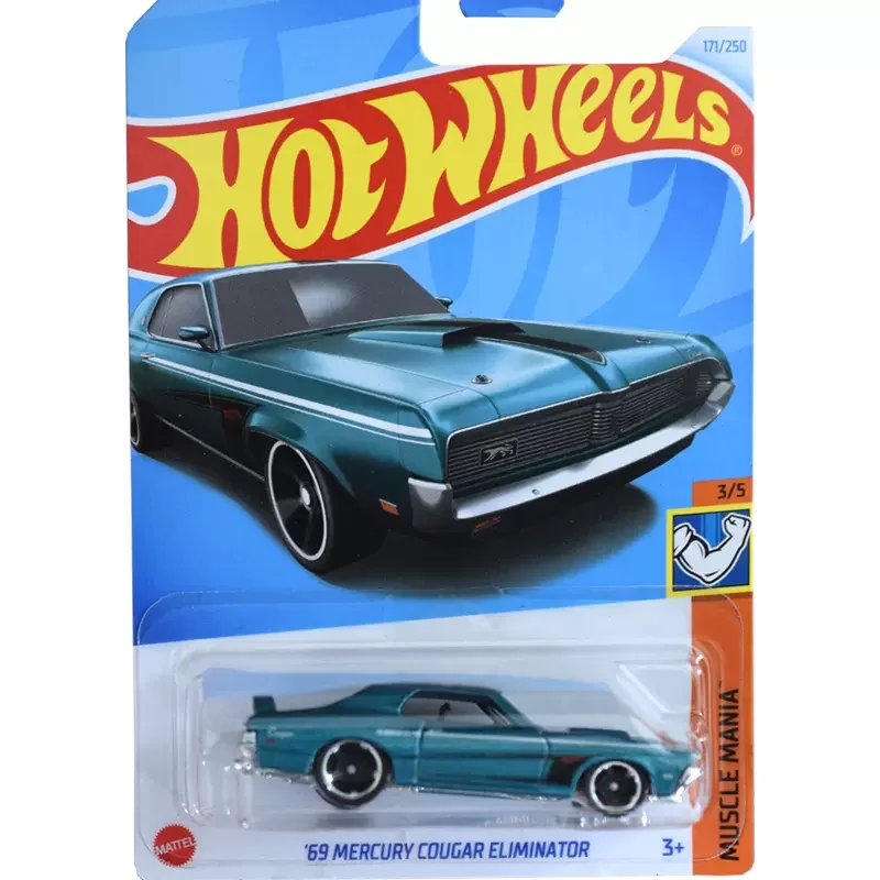 Hot Wheels Mini Car Model 1:64 Muscle Mania Cyan \'69 Mercury Cougar Eliminator Gift Toys for Boy Diecast Alloy Auto Sedan No.171