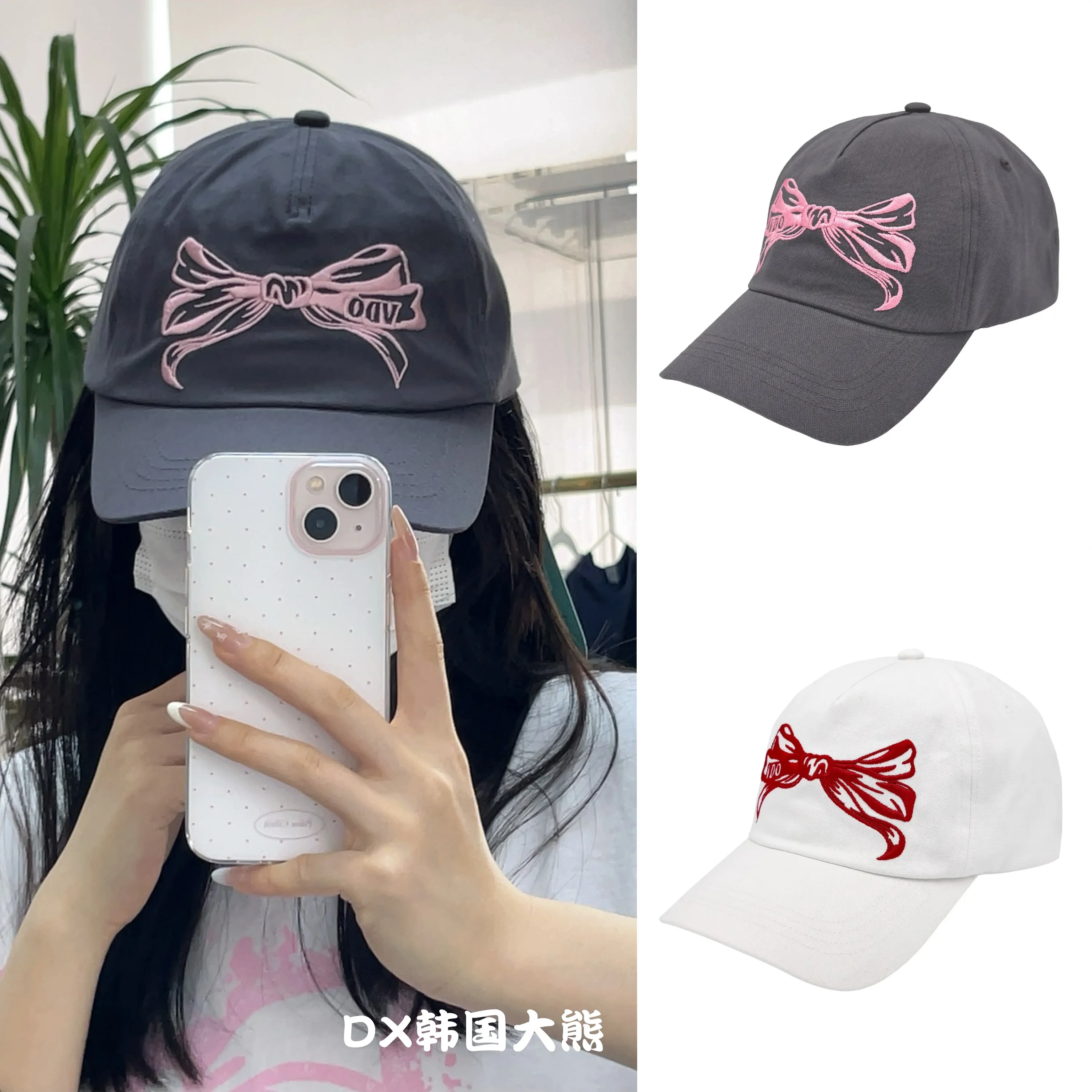 

Модная брендовая женская бейсболка, повседневная универсальная кепка с вышивкой и бантом для девочек, уличная ракетка, уличная шляпа от солнца