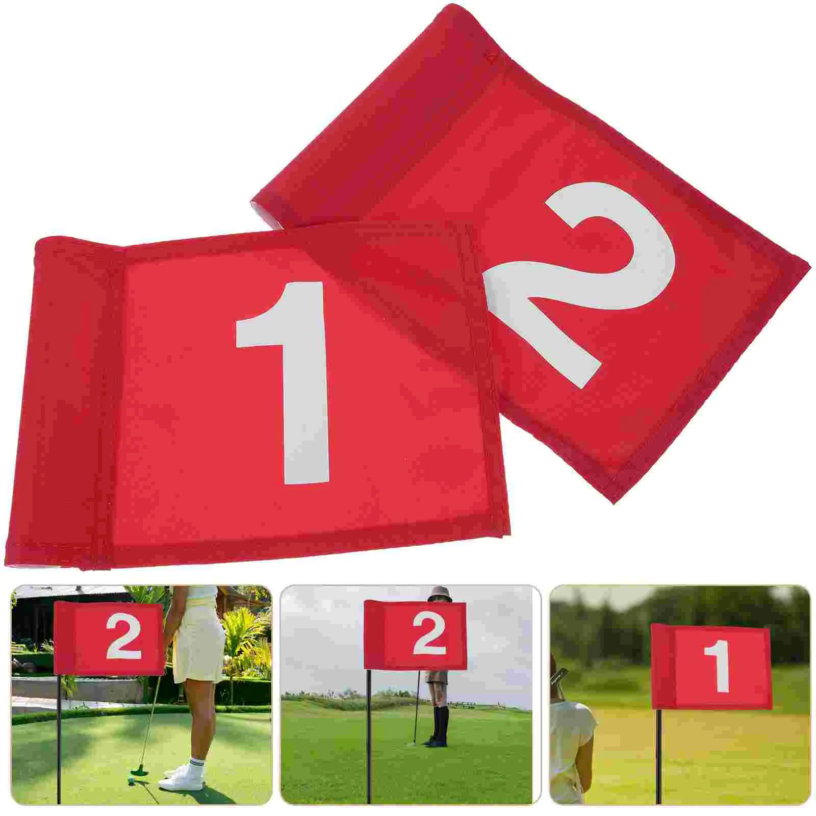 

2 Pcs Flags Golf Green Professional Detachable Golfing Training Number Portable Red Practice