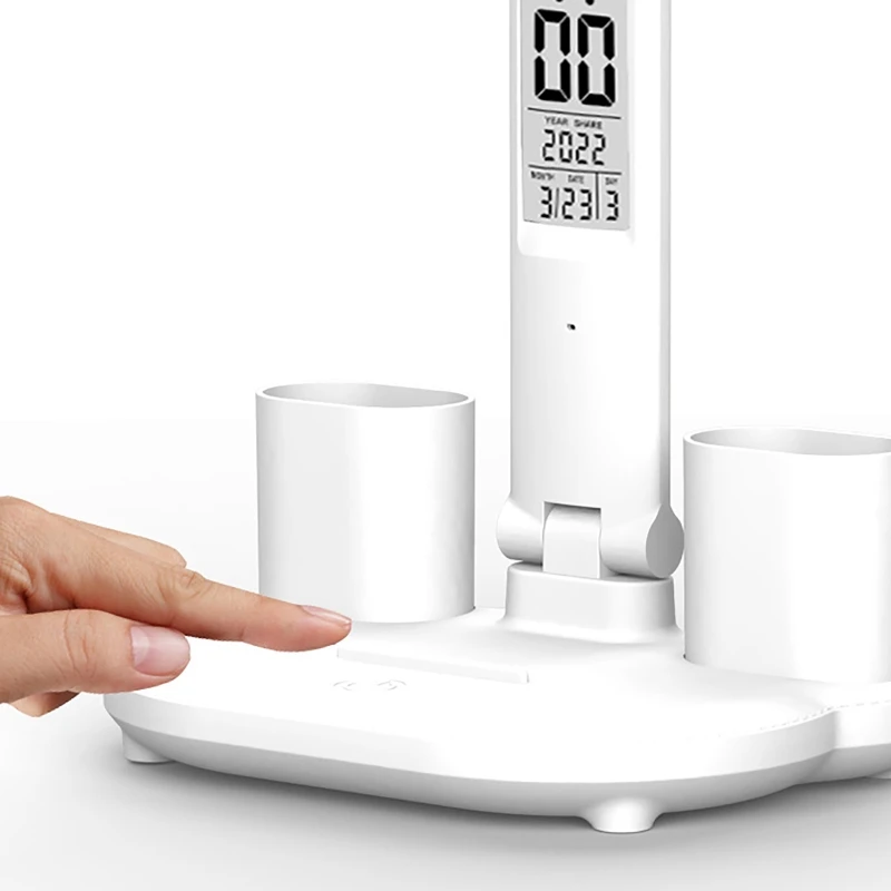 LED Double Head Desk Lamp 180°Rotating Dimmable Touch Table Lamp Eye Protection USB Light for Student Night Reading Book Office