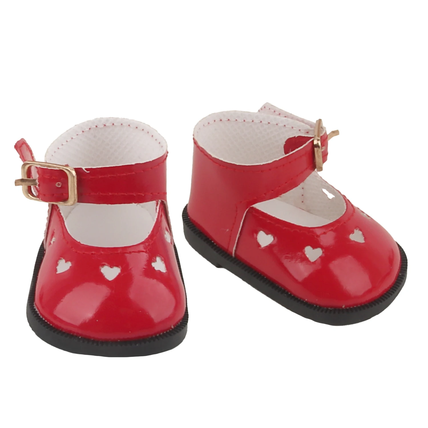 New 7Cm Cute PU Leather Heart Doll Shoes For 18 Inches American Dolls Hollowing Out Mini Shoes Boots For 43cm Baby New Born Doll