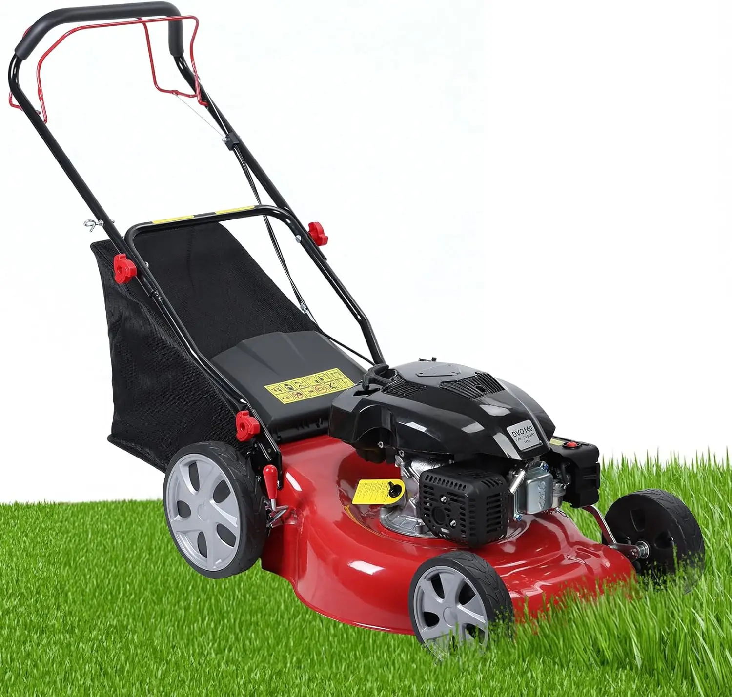 

,141cc OHV Engine with Air Cooling, 20" Steel Deck, 3-in-1 Cutting System, 8-Level Height Adjustmen