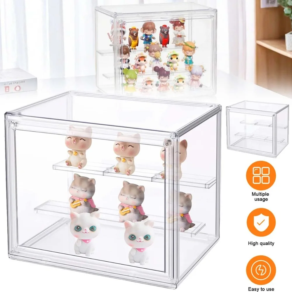 Vitrine à 2 niveaux pour objets de collection, boîte de présentation transparente anti-poussière pour figurines, jouets, rangement domestique