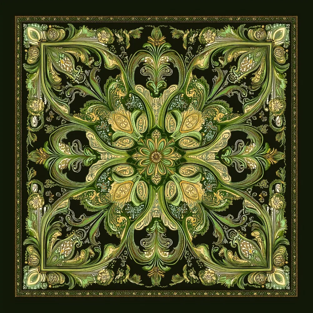Luxury Green Paisley Tablecloth Multiple Sizes HD Sublimation Print Floral Leaf Gold 100 Polyester Washable Formal Party Wedding