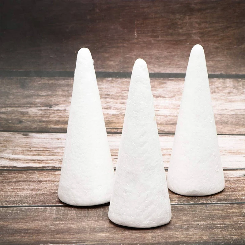 10PCS 16 Cm White Solid Foam DIY Cone Children Handmade Craft Cone Accessories, Suitable For Family Craft Christmas