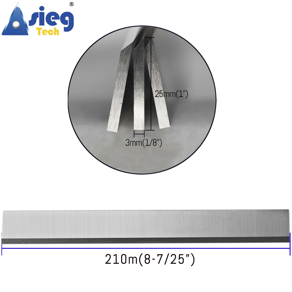 210mm×25mm×3mm HSS Planer Blades Jointer Knives Resharpenable 8inch for Woodworking Thickness Planer 3pcs