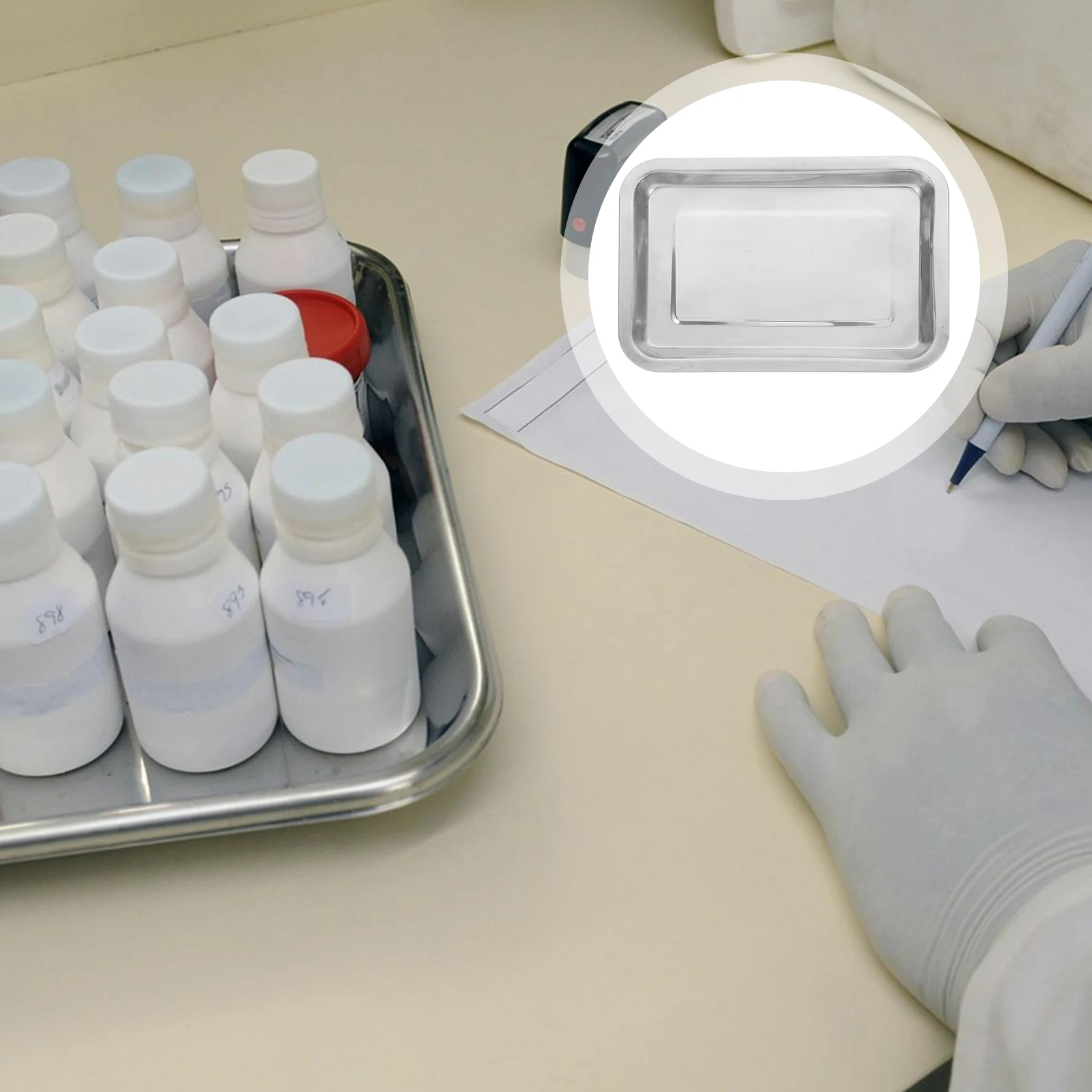 

Stainless Steel Laboratory Multi-Purpose Metal Pan Deep-Edged Storage Tray For Chemical Experiment Teaching Supplies Leak-Proof