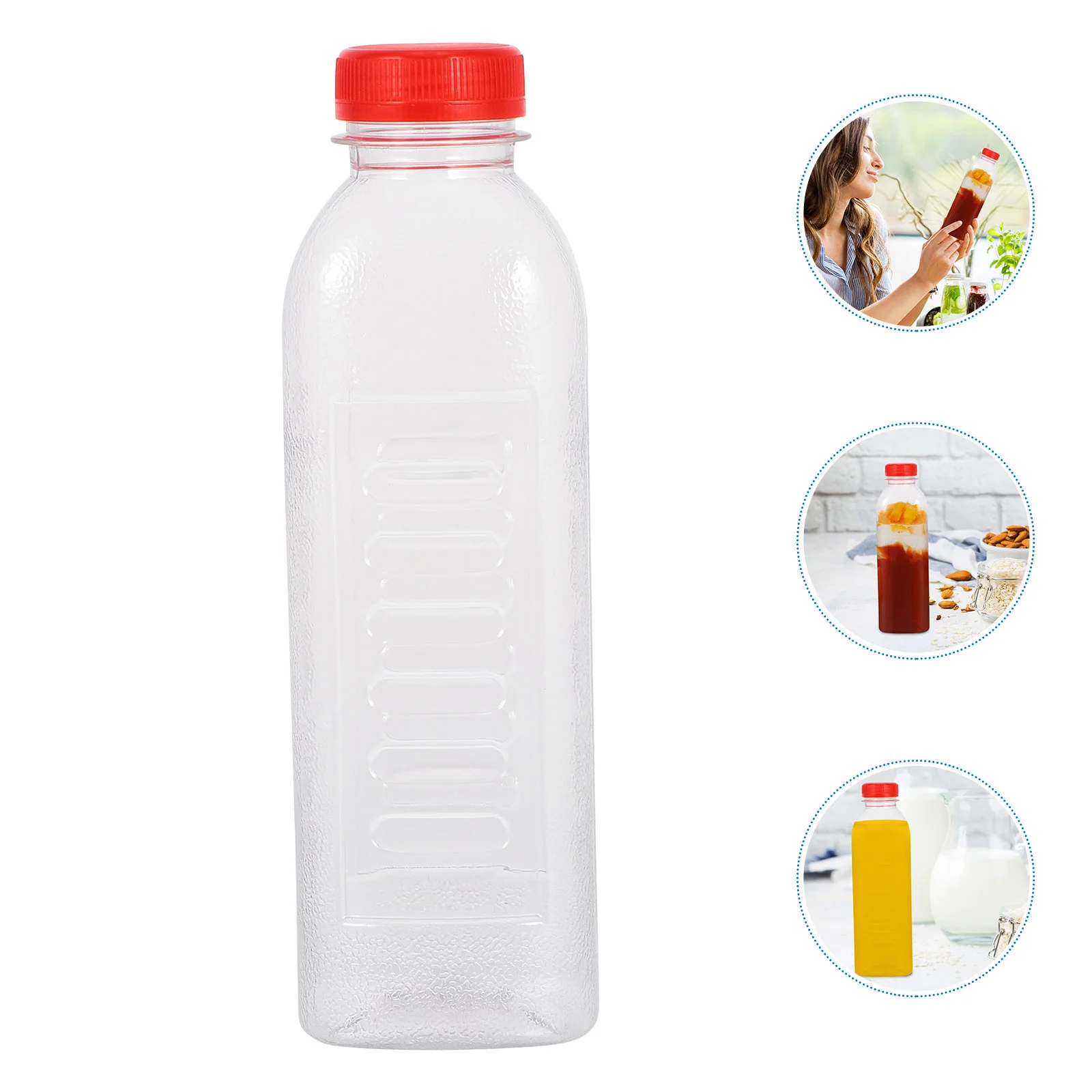 10 Pcs Water Bottle Drink Juice Bottles Clear Bulk Pet Plastic Food Containers with Lids Transparent Beverage