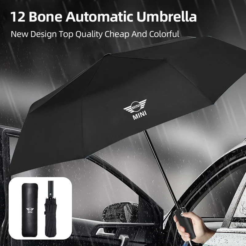 12 Bone Car Fully Automatic Umbrella Black Glue Sun Sunshade For MINI Cooper One JCW R56 Countryman Clubman R50 R53 R58