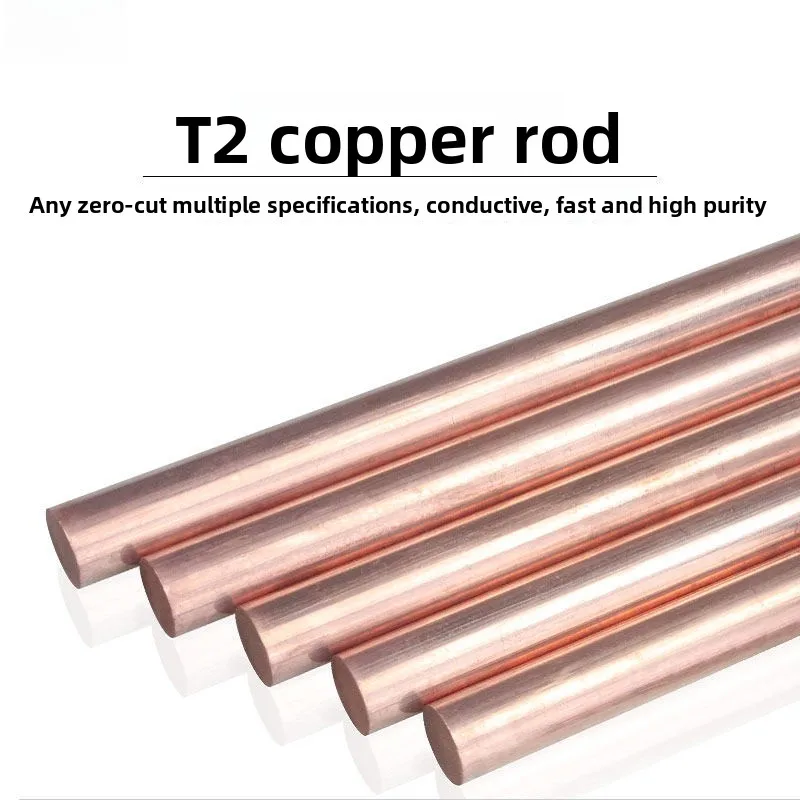 1pc T2 pure Copper Round Rod Bar diameter 10/12/13/15/18/20/22/25/28/30/32/35/38/40/45/50mm,Length 100/150/200/250/300/350/400mm