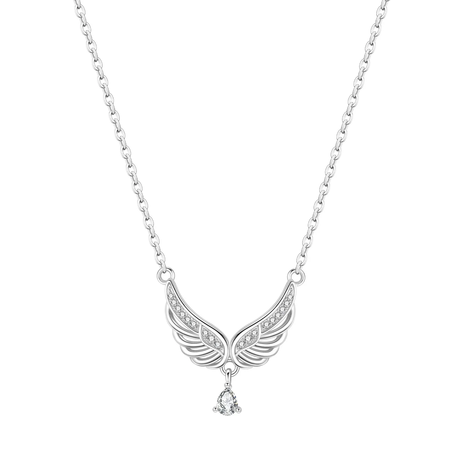 Orstarry Halskette mit hohlen Flügeln und Quasten aus 925er-Sterlingsilber, Wassertropfen-Anhänger, Halskette für Frauen, Geburtstagsgeschenke, edler Schmuck – Detail 5