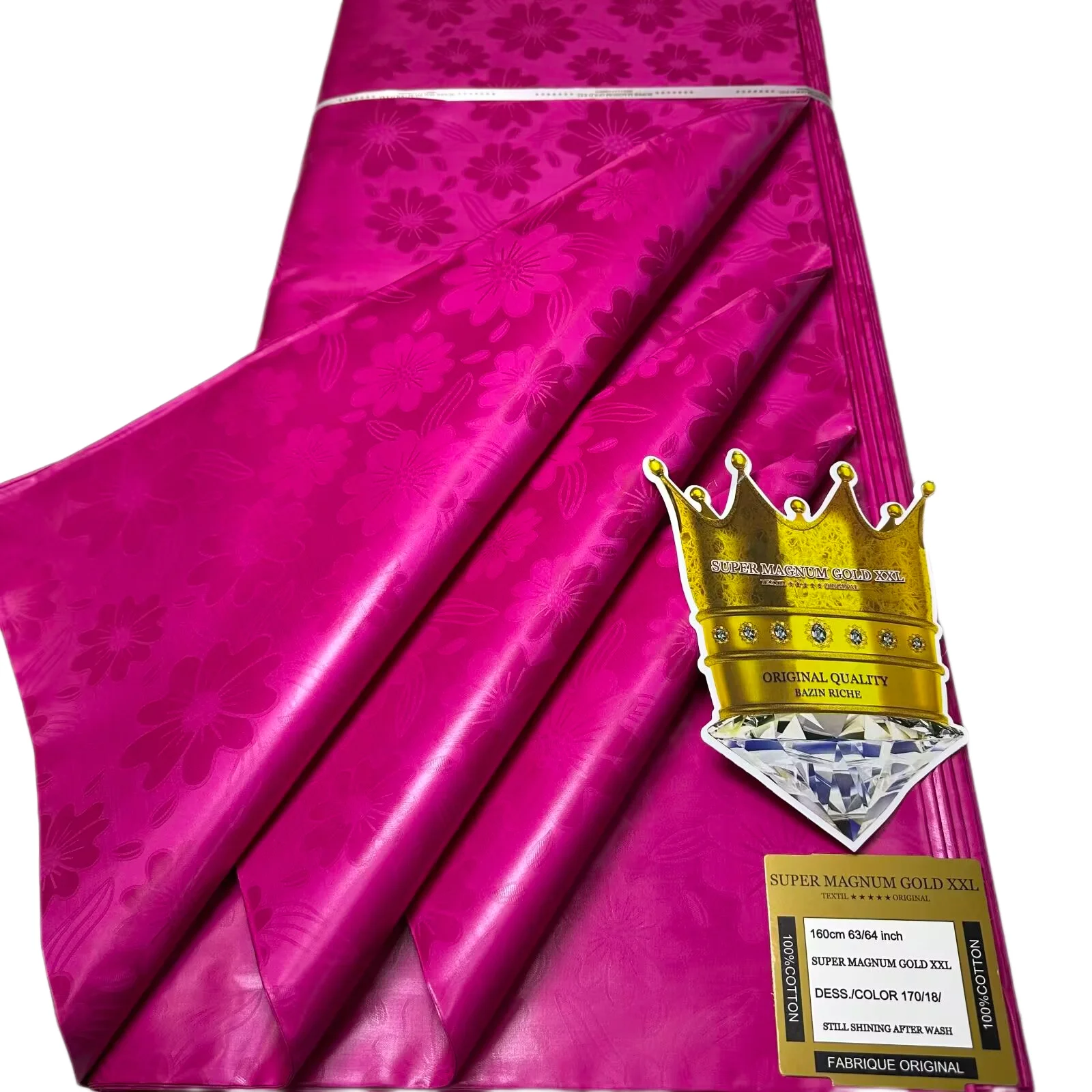 

5-метровая ткань Bazin Riche для женщин, высокое качество, 100% хлопок, ароматная, мягкая и глянцевая, материалы с цветочным узором, модная ткань