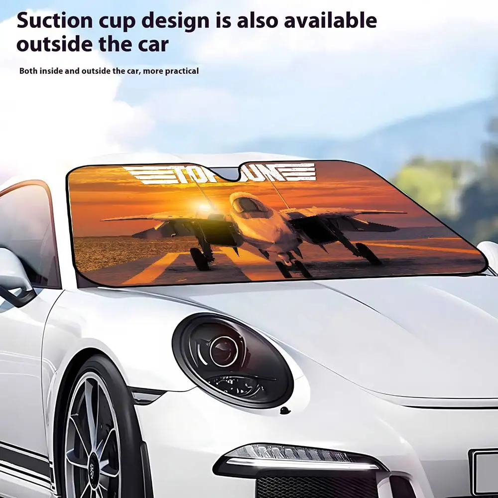 أعلى بندقية سيارة ظلة الزجاج الأمامي مضحك الشمس الظل طوي الأشعة فوق البنفسجية الشمس قناع حامي ظلة للنافذة الأمامية #3