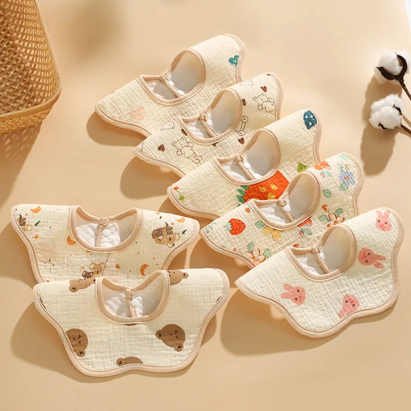 

Waterproof Petal Bib Breathable Gauze Bib Soft Skin‑Friendly Anti‑Spit Saliva Towel for Newborns Absorbent Adjustable Cute