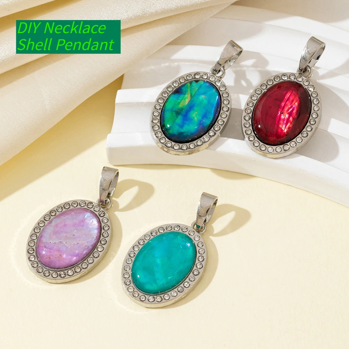 Novel Lace Pendant Natural The Mother Of Pearl Shell Diamond Pendant 24x18mm For Jewelry Making DIY Necklace Accessory