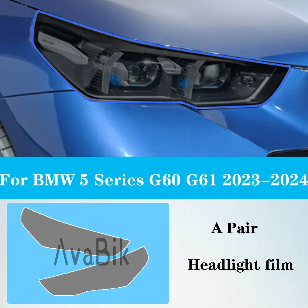 Car Headlight Protective Film For BMW 5 Series F10 F11 G30 G31 G60 G61 2014-2024 TPU Transparent blackened Repair Anti-Scratch