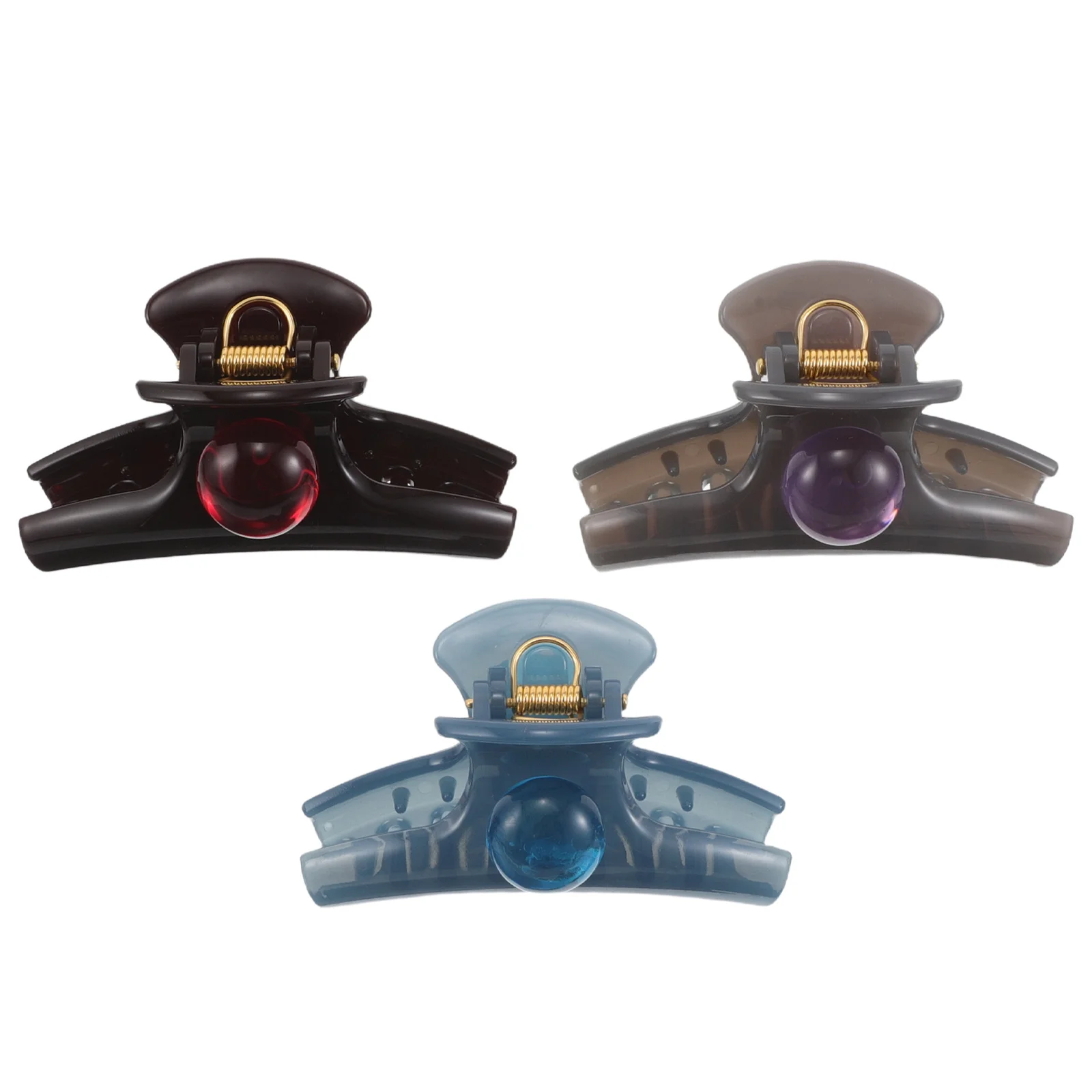 

3pcs Colorful Transparent Hair Claw Clips Large Plastic Jaw Clamps For Women Non-Slip Bun Holder Daily Party Travel Hair