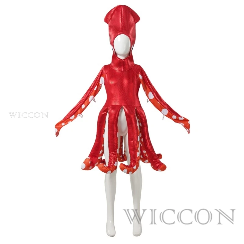 Squid Cosplay Costume Kids Sea Creature Costume for Carnival Themed Party Masquerade Cos Clothes Halloween Costumes for Kids