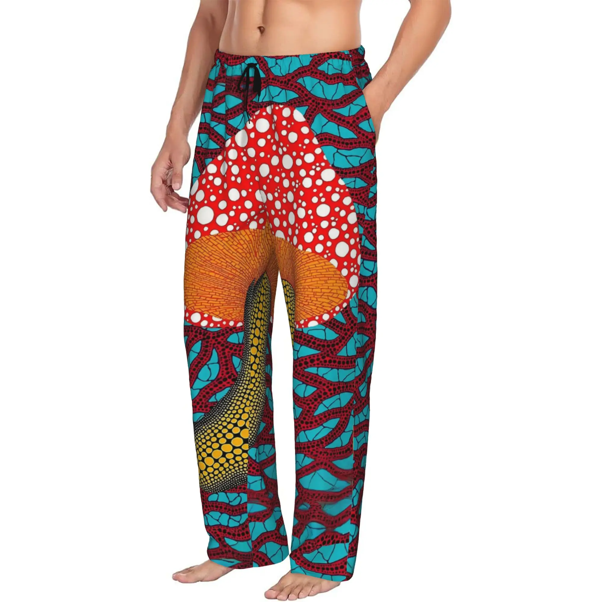 Custom Yayoi Kusama Aesthetic Pajama Pants for Men Abstract Art Sleepwear Lounge Sleep Bottoms Stretch with Pockets