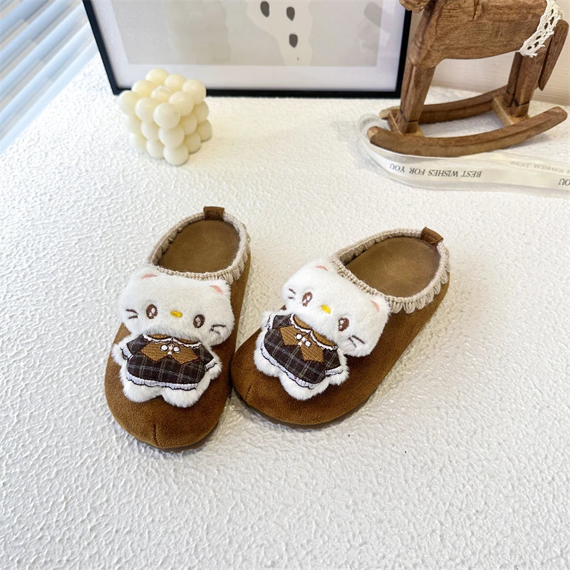 

2026 Children's Indoor Cotton Girls Women Cute Cartoon K CAT Home Slippers Spring Soft Comfortable Non-Slip Thick Sole Indoor