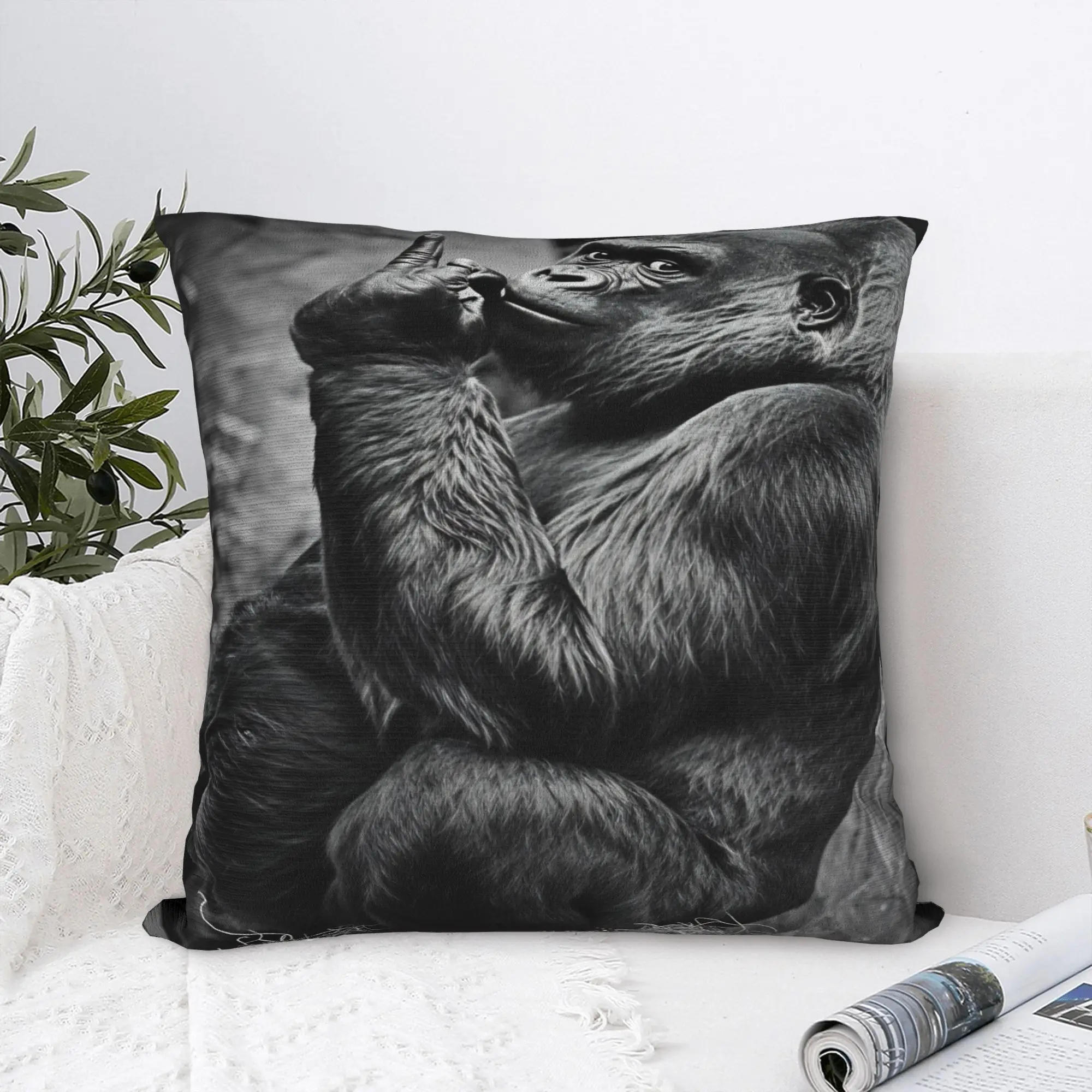 Gorilla Middle Finger  Pillow Case  Funny Pillow Cover Comfy Pillowcases For Wedding Party Home Decor