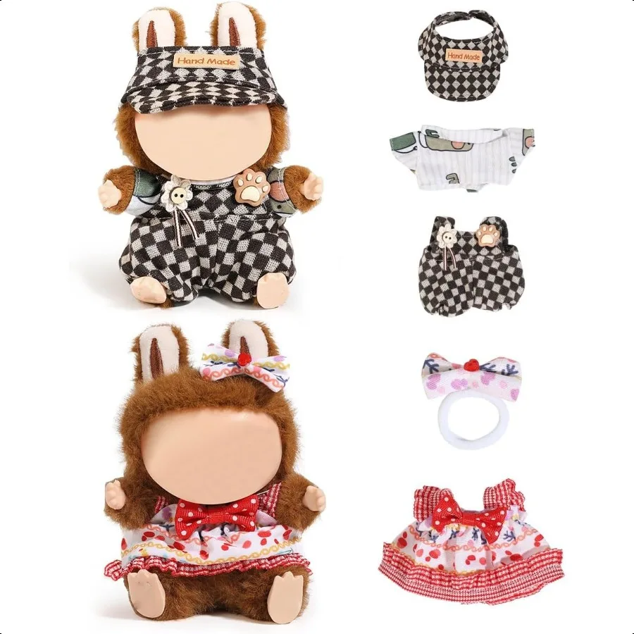 2 Set XMBYGY Doll Clothes for Labubu(for 17 15cm Standing Sitting Doll)(NO Doll) Accories Clothes Dr up for Dolls Outfit Includ