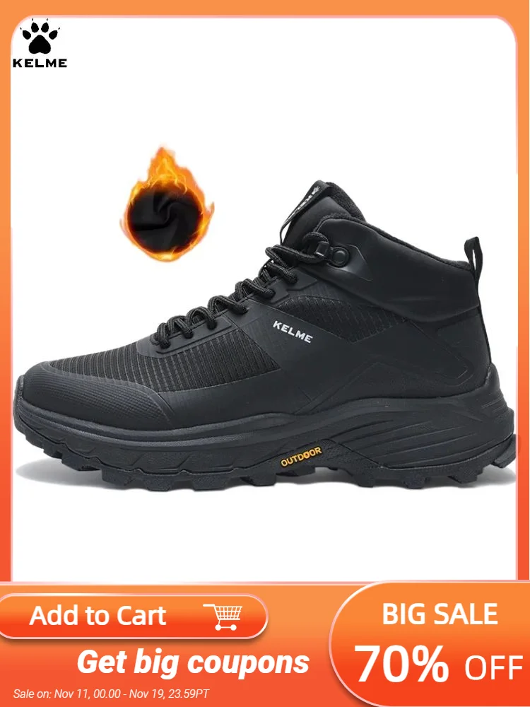 

Kelme Men's Cotton Shoes Trend Retro Velvet Martin Boots Sports And Leisure Shoes Thick Soled Shoes Outdoor Hiking Shoes