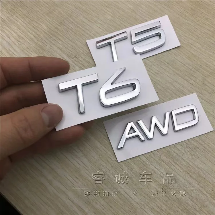 

Glossy Black Silver Emblem Nameplate Sticker For Volvo S60 T5 T6 Car Rear Sticker Car Trunk Letters Emblem Car Modification