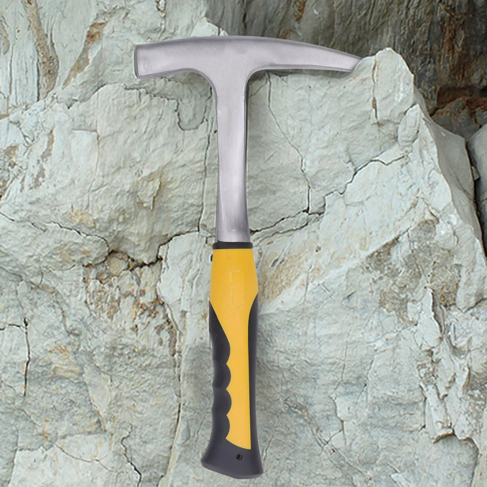 Brick Hammer High Carbon Steel Rock Pick Hammer Resistant Geological Pointed Head Duckbill Hammer with Non-Slip Rubber Handle view 2