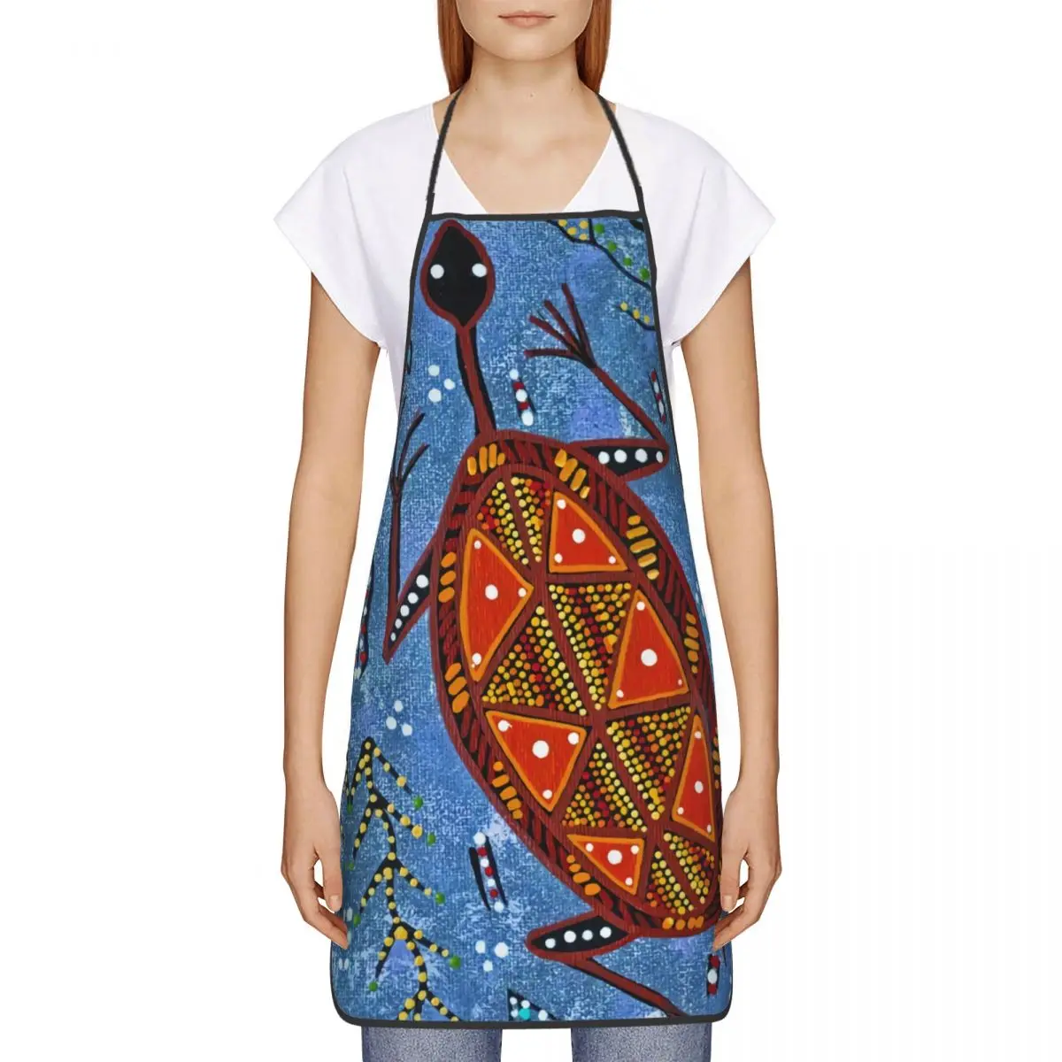 Custom Australian Aboriginal Art Funny Aprons Women Men Adult Unisex Kitchen Chef Bib Tablier Cuisine Cooking Baking Painting