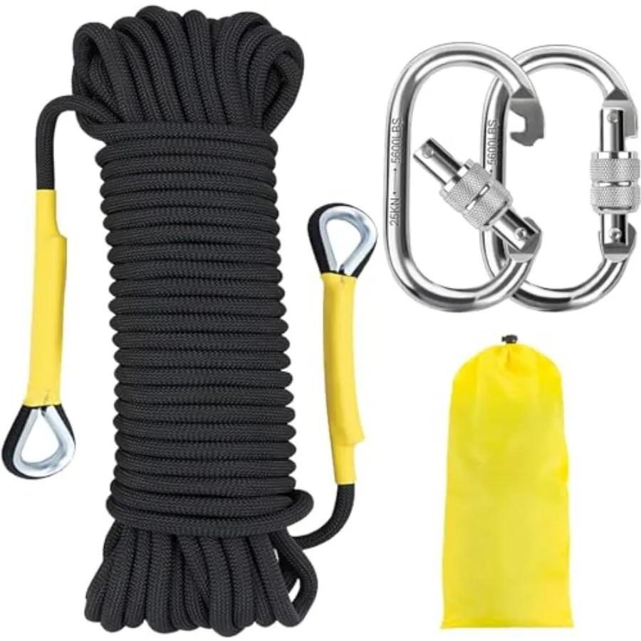 

Orange/Black/Blue/Green Climbing Rope 10M 32ft 20M(64ft) 30M(96ft) 50M(160ft), 8MM Static Rock Climbing Rope with 2 Steel Hooks