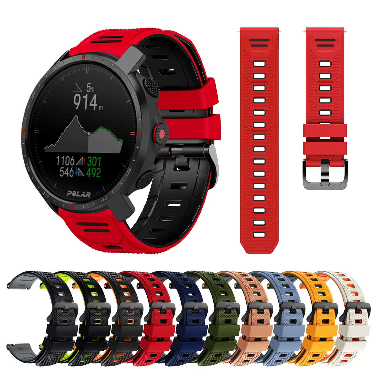 22mm Silicone Strap For Polar Vantage V3 M3 M2/M Grit X2 Pro Titan Sports Wristband For Garmin D2 Air X15/Venu 4 3 Band Bracelet