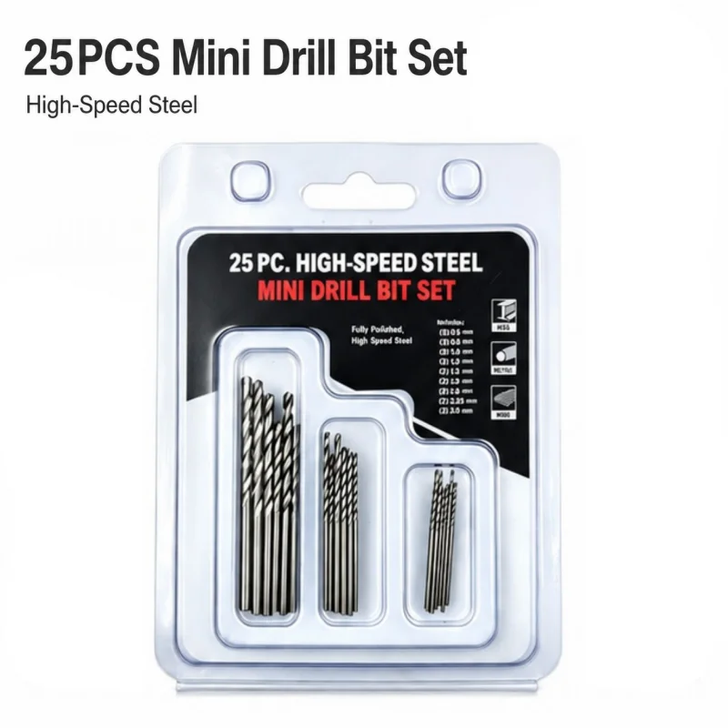 Mini HSS Twist Drill Bit Set 25Pcs 0.5‑3.0mm Precision Drilling Bits for DIY Jewelry Craft Wood Plastic Soft Metal Working