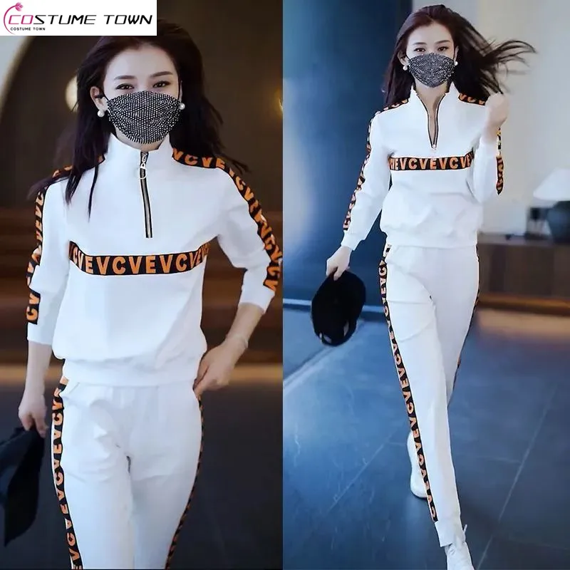 2024 Spring and Autumn New Korean Edition Sportswear Set Hong Kong Style Fashion Casual Top Loose Two Piece Set