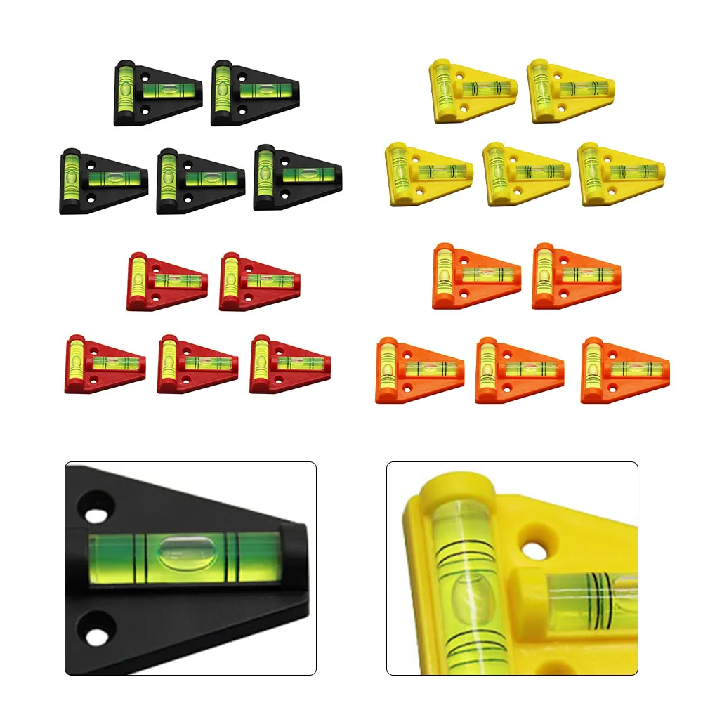 5PCS Horizontal Plastic Mini T Type Spirit Level T-type Scope Triangle Level Measuring Kit Bullseye Level Bubble Inclinometer