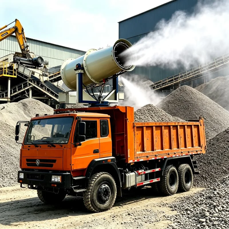 Wide Coverage Fog Cannon Machine 80m Mist Spray 360 Degree For Quarry Construction Demolition Site Dust Control Customized