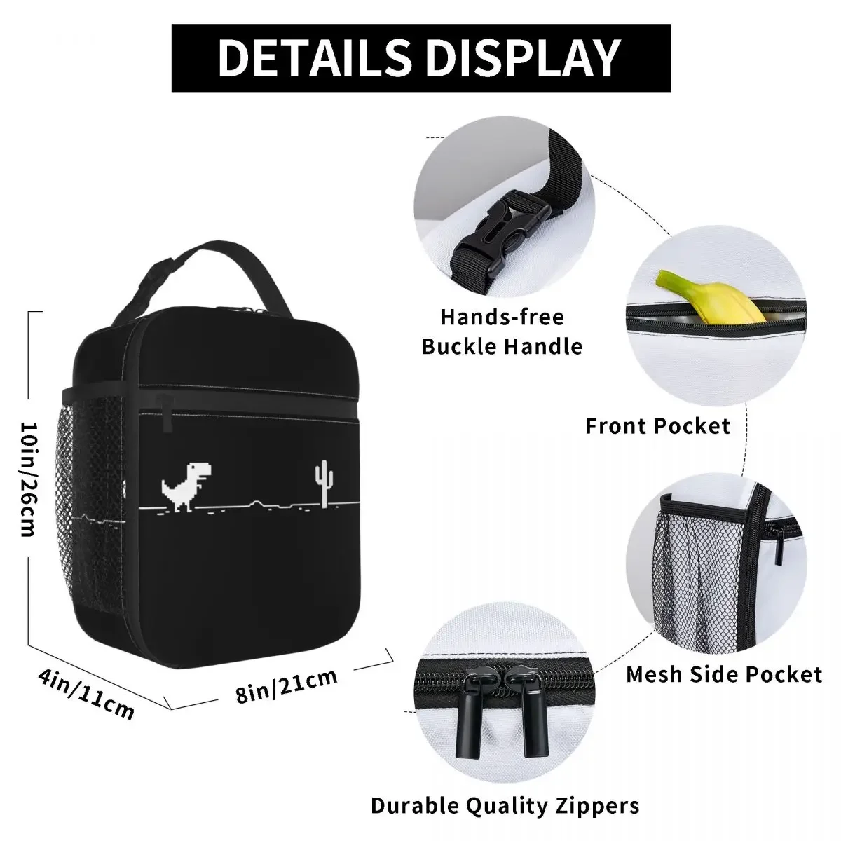 No Internet Dinosaur Graphic Insulated Lunch Bag Jurassic Offline Park Lunch Container Thermal Bag Tote Travel Food Handbags