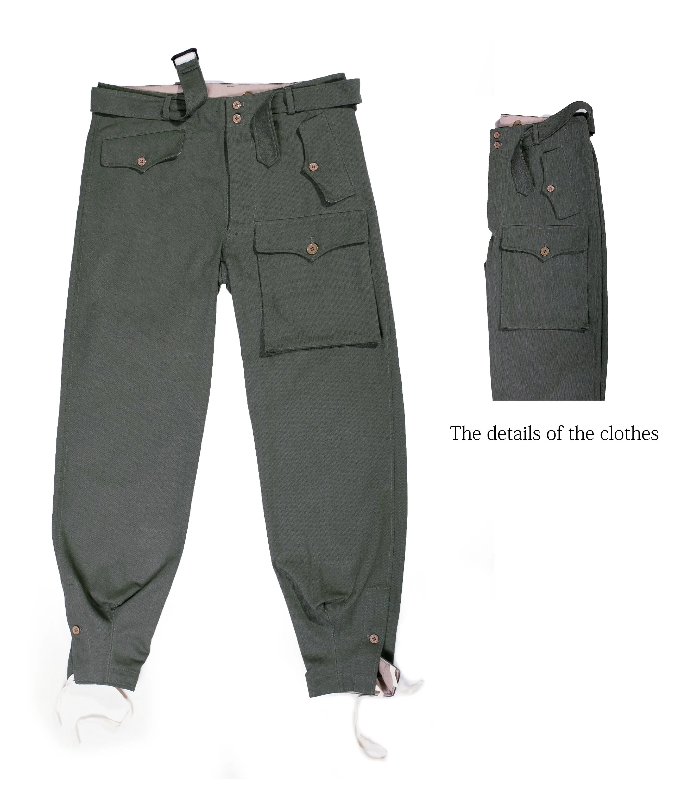 เสื้อแจ็คเก็ตและกางเกง EMD WW2, HBT flax AssaultGun Uniform