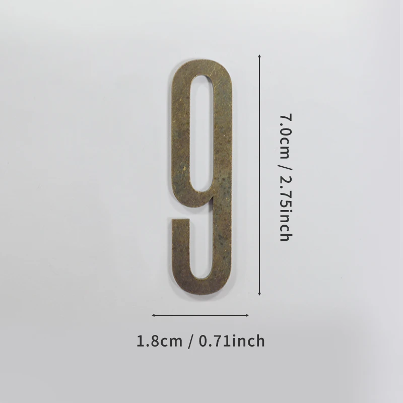 Bronzefarbene Türnummer mit Magneten, 7 cm, Hausnummer aus Metall, Wohnungstürnummer für Outdoor, Hotel, Zuhause, Briefkastenetikett – Detail 15