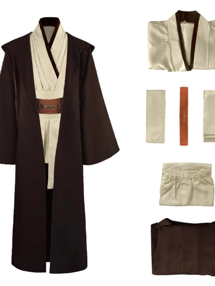 Obi Wan Kenobi Jedi Cosplay Kostuum Volwassen Unisex Jas Friar Uniform Gewaad Volledige Set Accessoires Halloween Carnaval Outfits - afbeelding 2