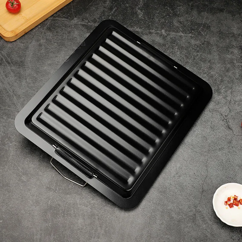 Barbecue non stick frying plate, outdoor charcoal barbecue meat plate, iron plate barbecue tool, barbecue oven frying plate